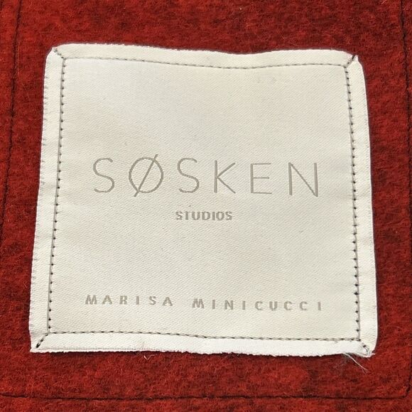 Sosken Jacket Womens Small Wool Blend Collared Buffalo Plaid Fringe Down Sleeves - Picture 3 of 12